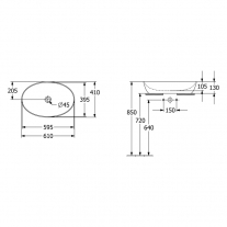 Lavoar pe blat, Villeroy & Boch, Artis, oval, 61 cm, CeramicPlus, alb alpin