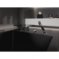 Baterie cada, Ferro, Adore, cu montaj pe cada, negru - crom