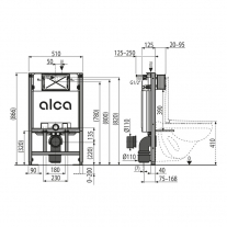 Rezervor WC incastrat, Alcadrain, Sadromodul, pentru instalari uscate in gips-carton, inaltime = 86,6 cm