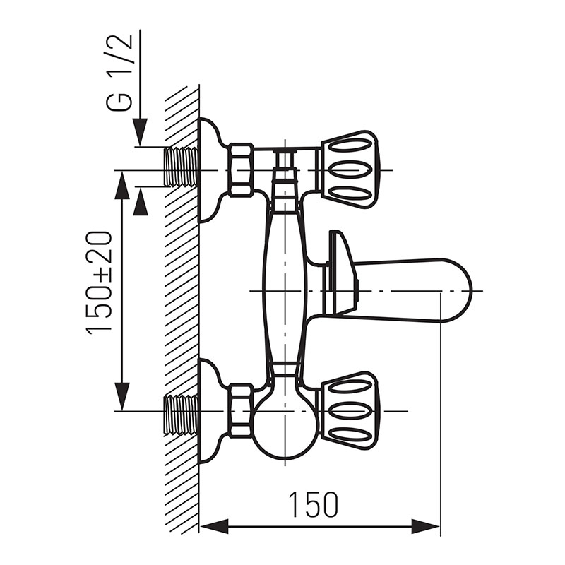 Baterie cada - dus, Ferro, Standard, cu set de dus, crom