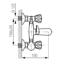 Baterie cada - dus, Ferro, Standard, cu set de dus, crom