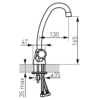 Baterie lavoar, Ferro, Standard, pipa mobila, crom