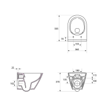 Set vas wc suspendat, Cersanit, City, oval, capac cu soft close si quick release, alb