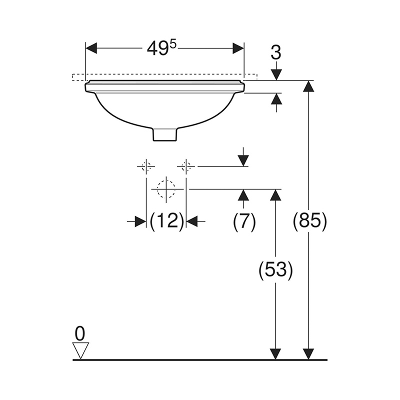 Lavoar sub blat, Geberit, VariForm, oval, 49,5 cm, alb