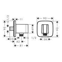 Racord de dus, Hansgrohe, FixFit Q, cu suport de para, bronz periat