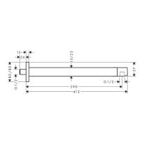 Brat de dus, Hansgrohe, E 39 cm, negru mat