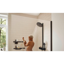 Set de dus, Hansgrohe, Pulsify S, cu palarie de dus 260 2 jeturi, baterie ShowerTablet Select, negru mat