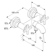 Baterie cadă - duș, Kludi, Nova Fonte, Classic, crom