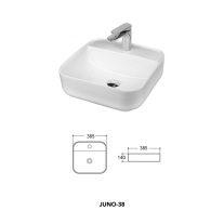 Lavoar pe blat, Fluminia, Juno-38, pătrat, 38,5 x 38,5 cm, alb