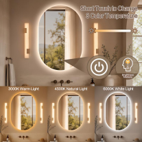 Oglindă Fluminia Dali Ambient 50, ovală, 50 x 95 cm, iluminare LED, 3 culori, dezaburire