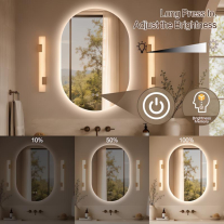 Oglindă Fluminia, Dali Ambient 60, ovală, 60 x 90 cm, iluminare LED, 3 culori, dezaburire