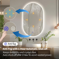 Oglindă Fluminia, Dali Ambient 60, ovală, 60 x 90 cm, iluminare LED, 3 culori, dezaburire