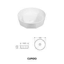 Lavoar pe blat, Fluminia, Cupido, 42 cm, cu baza poligonală, alb