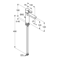Baterie înaltă lavoar, Kludi, Zenta XXL, 120 mm, crom