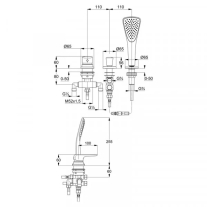 Baterie pe cadă-duș, Kludi, Ameo, montaj pe cadă, crom
