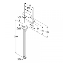 Baterie lavoar, Kludi, Pure & Style, fără ventil, 75 mm, crom