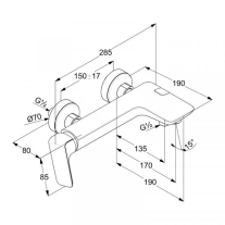 Baterie monocomandă cadă-duș, Kludi Ameo, crom