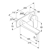 Baterie lavoar, Kludi, Ameo, montaj pe perete, pipă 18,5 cm, crom