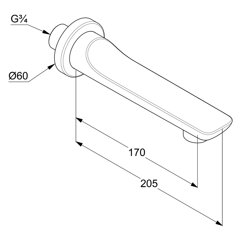 Pipă umplere cadă, Kludi, Balance, 17 cm, negru mat