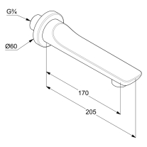 Pipă umplere cadă, Kludi, Balance, 17 cm, negru mat
