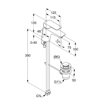 Baterie pentru lavoar, Kludi, Ameo, cu ventil cu tijă, crom