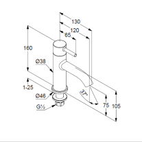 Baterie pentru lavoar, Kludi, Bozz 75, crom
