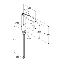 Baterie înaltă pentru lavoar, Kludi, Balance 212, fără ventil, alb mat