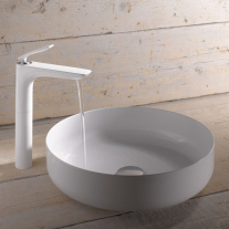 Baterie înaltă pentru lavoar, Kludi, Balance 212, fără ventil, alb mat