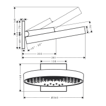 Cap de duș, Hansgrohe, RainFinity 360, cu 3 jeturi, bronz periat
