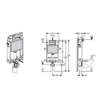Rezervor încastrat pentru WC Geberit, Kombifix, cu rezervor îngropat Delta, UP182, cu acționare frontală, 12 cm