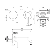 Baterie pentru lavoar FIMA Carlo Frattini, cu montaj pe perete, ventil click-clack, crom