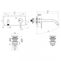 Baterie pentru lavoar FIMA Carlo Frattini, Snap, cu 2 treceri, ventil click-clack, pipă 20 cm, crom