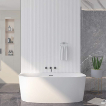 Cadă freestanding Florida, Beatrice Slim 170, semi-ovală, cu instalație completă, alb