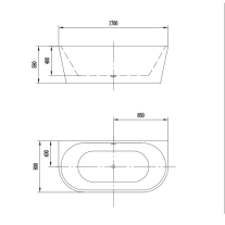 Cadă freestanding Florida, Beatrice Slim 170, semi-ovală, cu instalație completă, alb