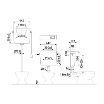 Rezervor WC, Alcadrain, UNI START/STOP, acționare simplă, alb