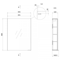 Dulap cu oglindă, Cersanit, Larga 60, alb