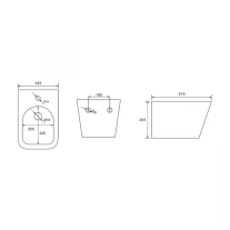 Set vas WC suspendat, Fluminia, Tornado, cu spălare vârtej, negru mat