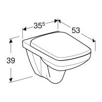 Set vas wc suspendat, Geberit, Selnova Square, rimfree, cu capac soft close și quick release, alb