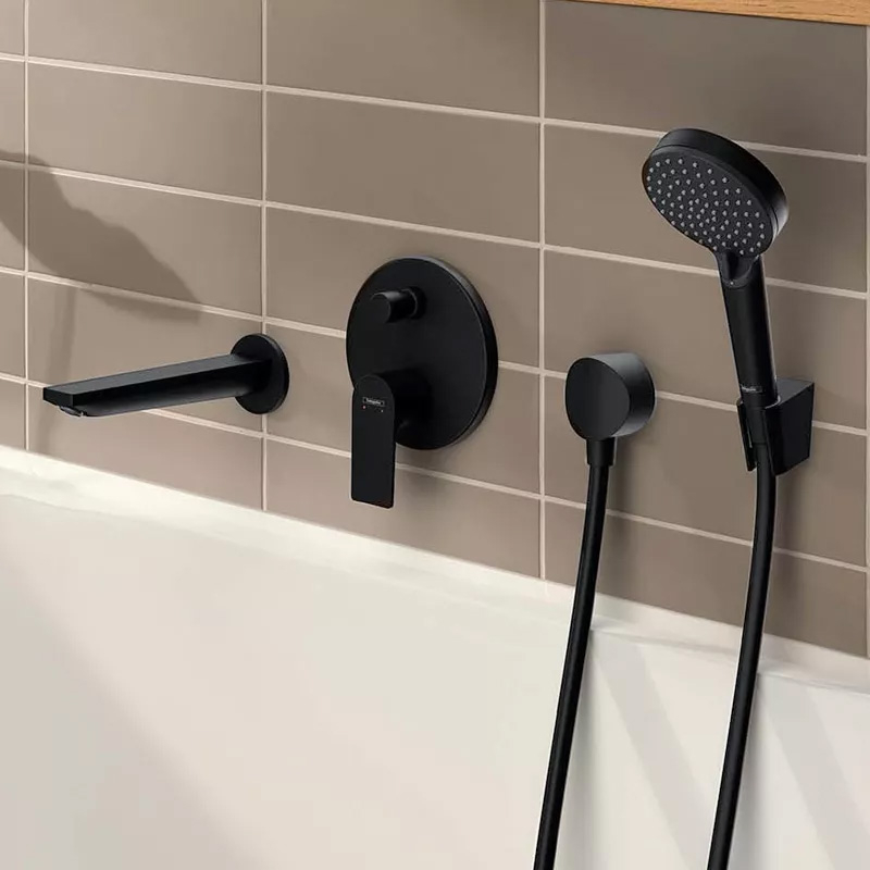 Pipa cadă Hansgrohe, Rebris E 212 mm, negru mat