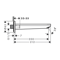 Pipa cadă Hansgrohe, Rebris E 212 mm, negru mat