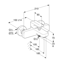 Baterie cadă-duș Kludi, Renon, montaj pe perete, alb mat