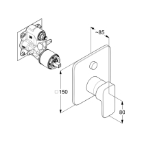 Baterie cadă-duș Kludi, Renon, încastrată, parte vizibilă, negru mat