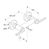 Baterie duș, Kludi, Nova Fonte Puristic, comandă dublă, alb mat