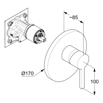 Baterie duș, Kludi, Nova Fonte, parte vizibila, alb mat