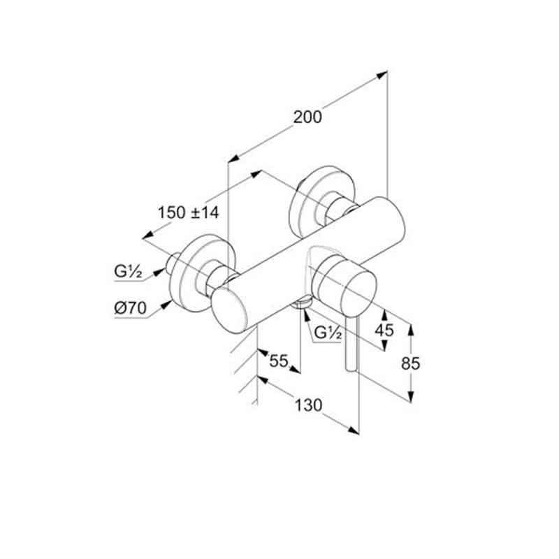 Baterie duș Kludi, Bozz, cu montaj pe perete, auriu periat