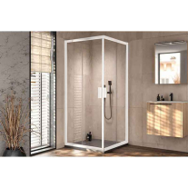 Cabină de duș Kolpasan, Venus Q, sticlă chinchilla, 80 x 80, alb mat