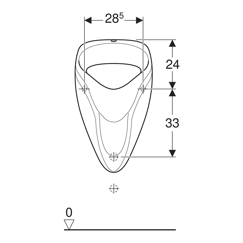 Pisoar suspendat, Geberit, Alex, alimentare de sus, alb