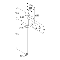 Baterie lavoar, Kludi, Bozz 100, fără ventil, crom