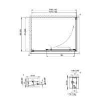 Cabina duș Kolpasan, Stellar Uni, 120 x 90 x h200, negru mat