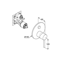 Baterie cadă-duș Kludi, Bozz, încastrată, parte vizibilă, negru mat